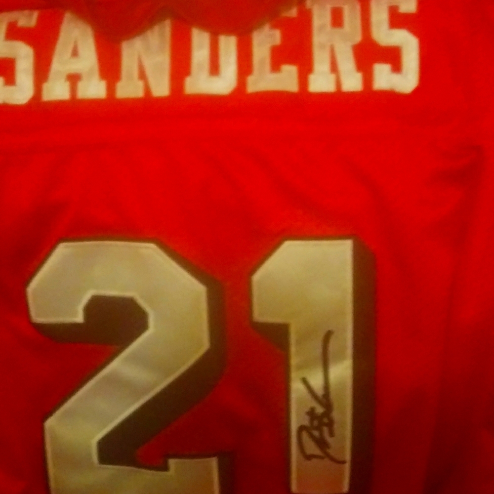 Deion Sanders signed 49s jersey